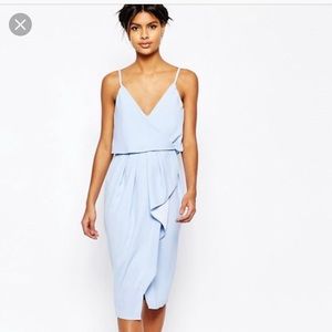 ASOS Cami Strap Crop Top Drape Pencil Dress - Blue